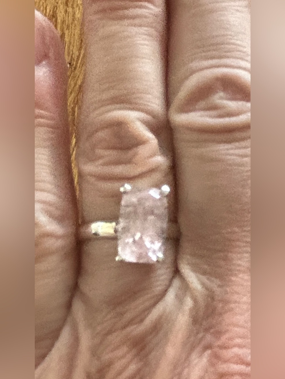 Morganite and sterling silver marked 925 ring.